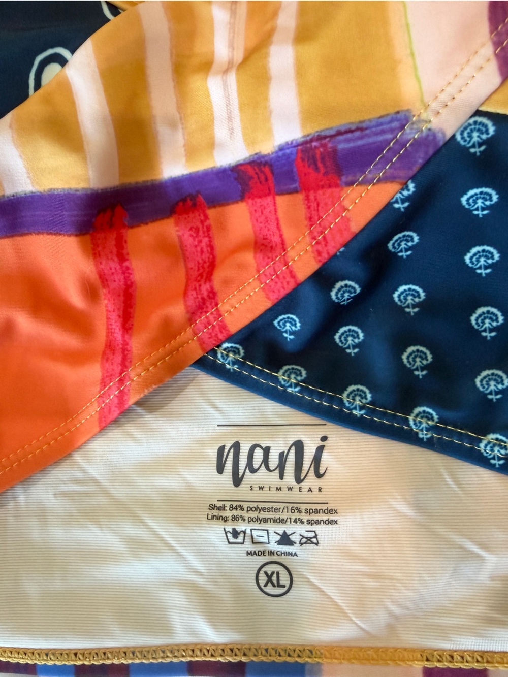 Nani Women’s Colorblock One-Shoulder Swim Top - Yellow & Navy XL - Picture 3 of 4